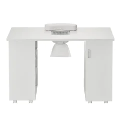 VEVOR Manicure Table, Nail Table Station with Electric Dust Collector, Moveable Nail Tech Desk with 8 Wheels (4 Lockable), 3 Dust Bag & Wrist Rest, MDF Nail Art Workstation for Spa Beauty Salon, White
