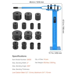 VEVOR Manual Bending Machine with 14 Bending Dies, 200° Heavy-Duty Bending Tool for Copper Aluminum Iron Pipes, Ideal for HVAC Air Conditioning Refrigerator Auto Repair