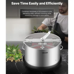 VEVOR Manual Bud Leaf Trimmer, 16 in Reaper Bowl Bud Trimmer with Stainless Steel Blades, Visual Cutting, Wet & Dry Hydroponic Cutting Machine with Tray, Twisted Spin Cut for Plant Buds Flowers