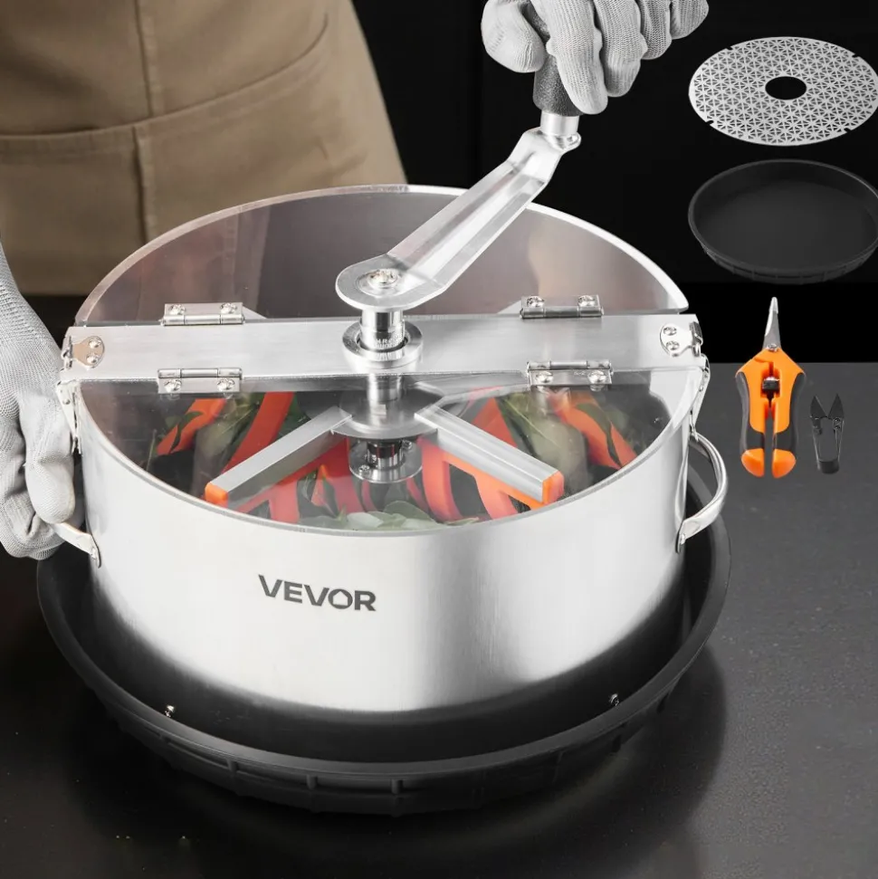 VEVOR Manual Bud Leaf Trimmer, 12 in Reaper Bowl Bud Trimmer with Stainless Steel Blades, Visual Cutting , Wet & Dry Hydroponic Cutting Machine with Tray, Twisted Spin Cut for Plant Buds Flowers