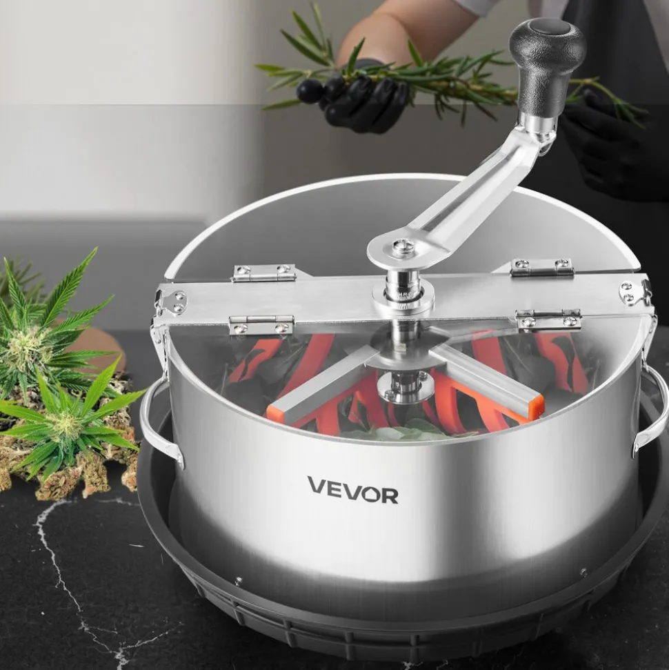 VEVOR Manual Bud Leaf Trimmer, 12 in Reaper Bowl Bud Trimmer with Stainless Steel Blades, Visual Cutting , Wet & Dry Hydroponic Cutting Machine with Tray, Twisted Spin Cut for Plant Buds Flowers