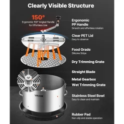 VEVOR Manual Bud Leaf Trimmer, 12 in Reaper Bowl Bud Trimmer with Stainless Steel Blades, Visual Cutting , Wet & Dry Hydroponic Cutting Machine with Tray, Twisted Spin Cut for Plant Buds Flowers