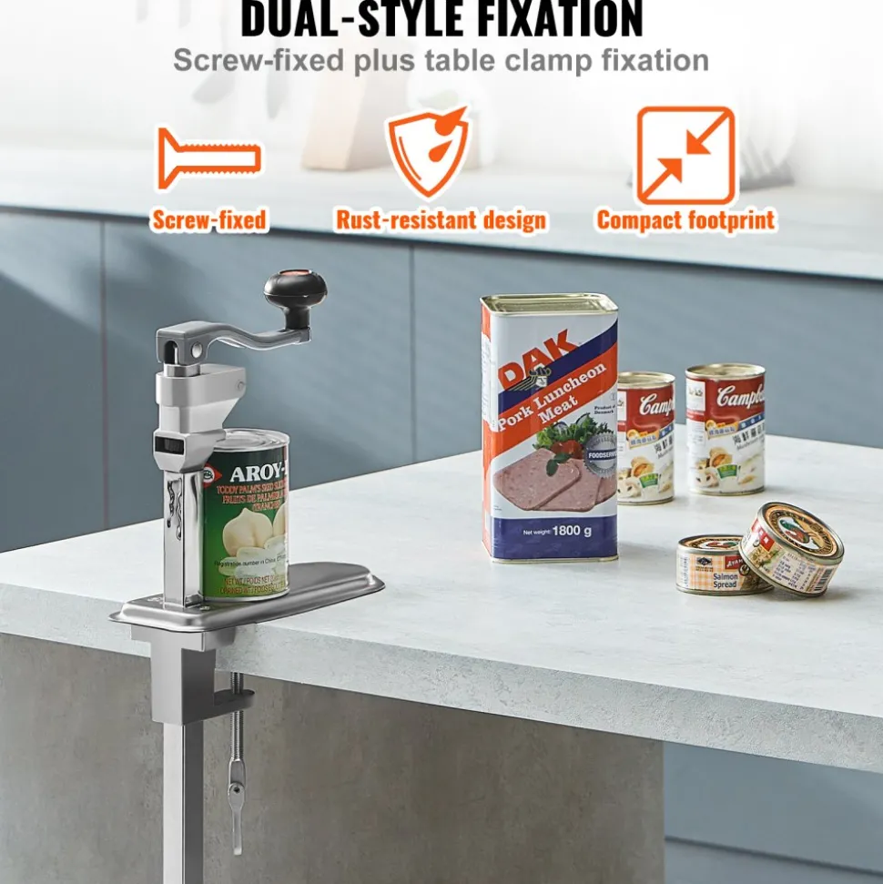 VEVOR Manual Can Opener, Sturdy Table-Mounted Opener for Big Cans, Durable with Stand, Height-Adjustable Professional Bottle Opener, Suitable for Cans Up to 15.7" High, Ideal for Restaurants, Hotel