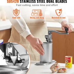 VEVOR Manual Can Opener, Sturdy Table-Mounted Opener for Big Cans, Durable with Stand, Height-Adjustable Professional Bottle Opener, Suitable for Cans Up to 15.7