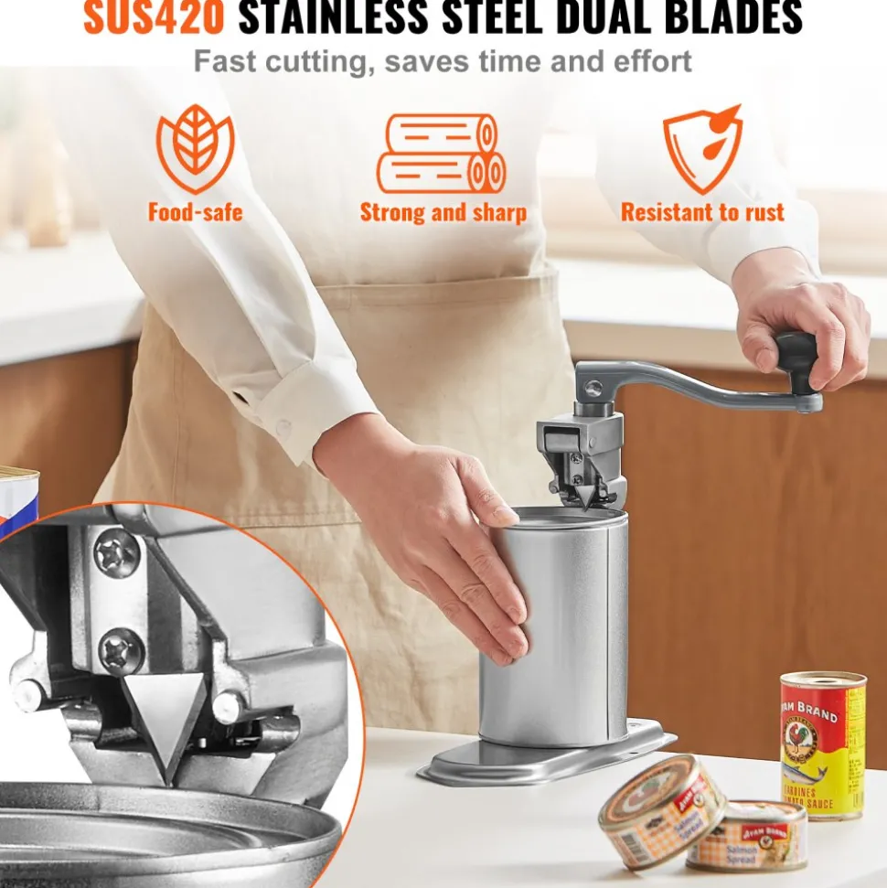 VEVOR Manual Can Opener, Sturdy Table-Mounted Opener for Big Cans, Durable with Stand, Height-Adjustable Professional Bottle Opener, Suitable for Cans Up to 15.7" High, Ideal for Restaurants, Hotel