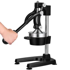 VEVOR Manual Citrus Juicer, 15" Tall Hand Press Oranges Juicer, Manual Fresh Juice Extractor for Lemon Pomegranate Grapefruit, Heavy-Duty Cast Iron, Easy to Clean, Home & Commercial Use, Black
