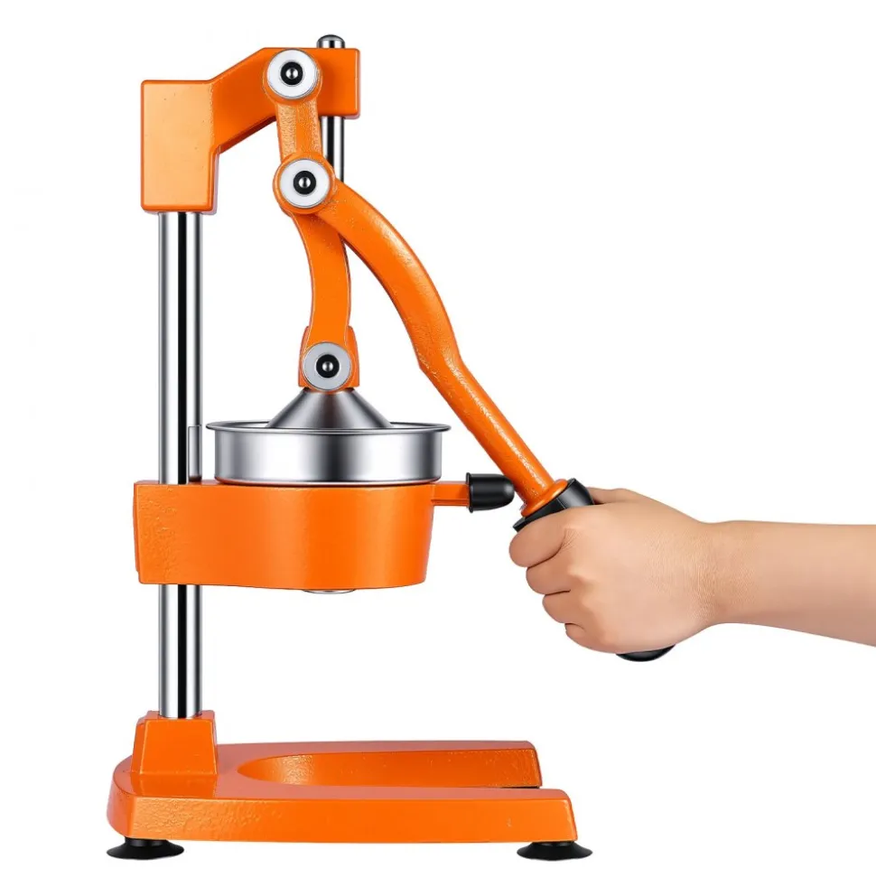 VEVOR Manual Citrus Juicer, 15" Tall Hand Press Orange Juicer, Manual Fresh Juice Extractor for Lemon Pomegranate Grapefruit, Heavy-Duty Cast Iron, Easy to Clean, Home & Commercial Use, Orange