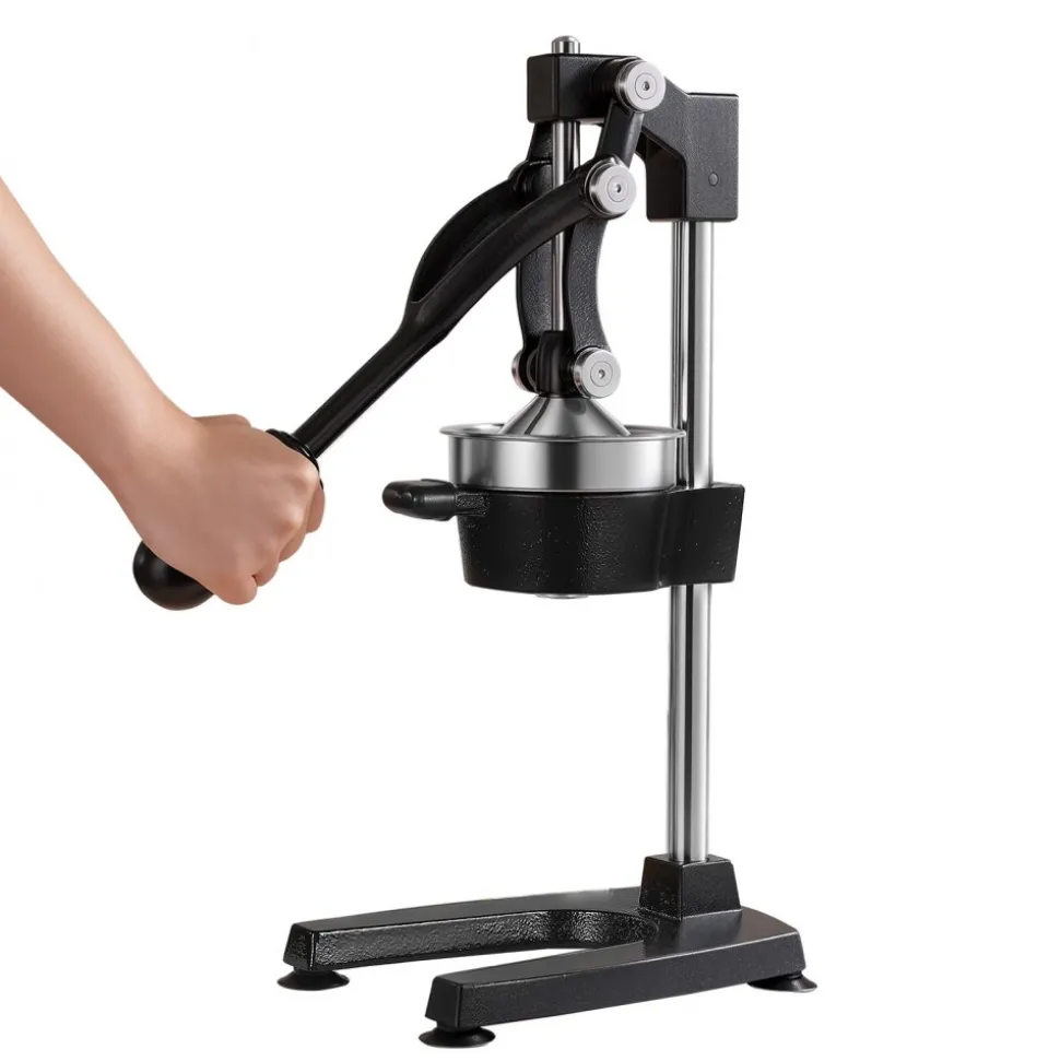VEVOR Manual Citrus Juicer, 19" Tall Hand Press Oranges Juicer, Manual Fresh Juice Extractor for Lemon Pomegranate Grapefruit, Heavy-Duty Cast Iron, Easy to Clean, Home & Commercial Use, Black