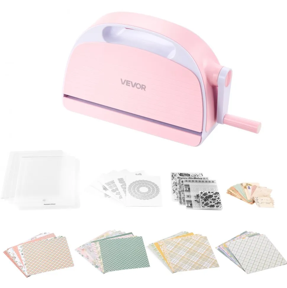 VEVOR Manual Die Cutting and Embossing Machine, 9" Opening, Portable Die Cut Machine Set with Cutting Dies, Embossing Folders, Paper Sheets, Cutting Plates, for Scrapbooking, Card Making, Crafting