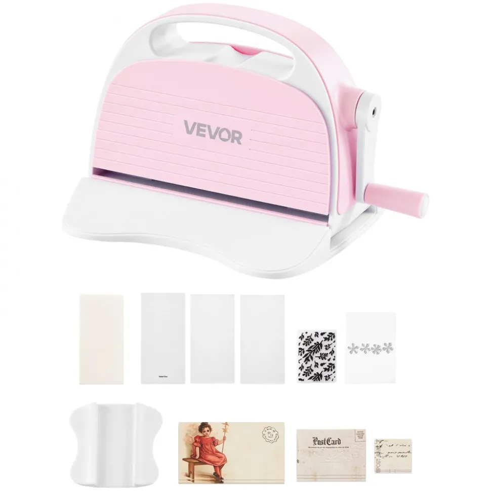 VEVOR Manual Die Cutting and Embossing Machine, 3" Opening, Portable Die Cut Machine Set with Cutting Dies, Embossing Folders, Paper Sheets, Cutting Plates, for Scrapbooking, Card Making, Crafting
