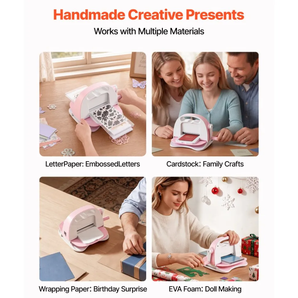 VEVOR Manual Die Cutting and Embossing Machine, 3" Opening, Portable Die Cut Machine with Cutting Plates, Ergonomic Handle, Easy to Store, for Arts and Crafts, Scrapbooking, Card Making, Crafting