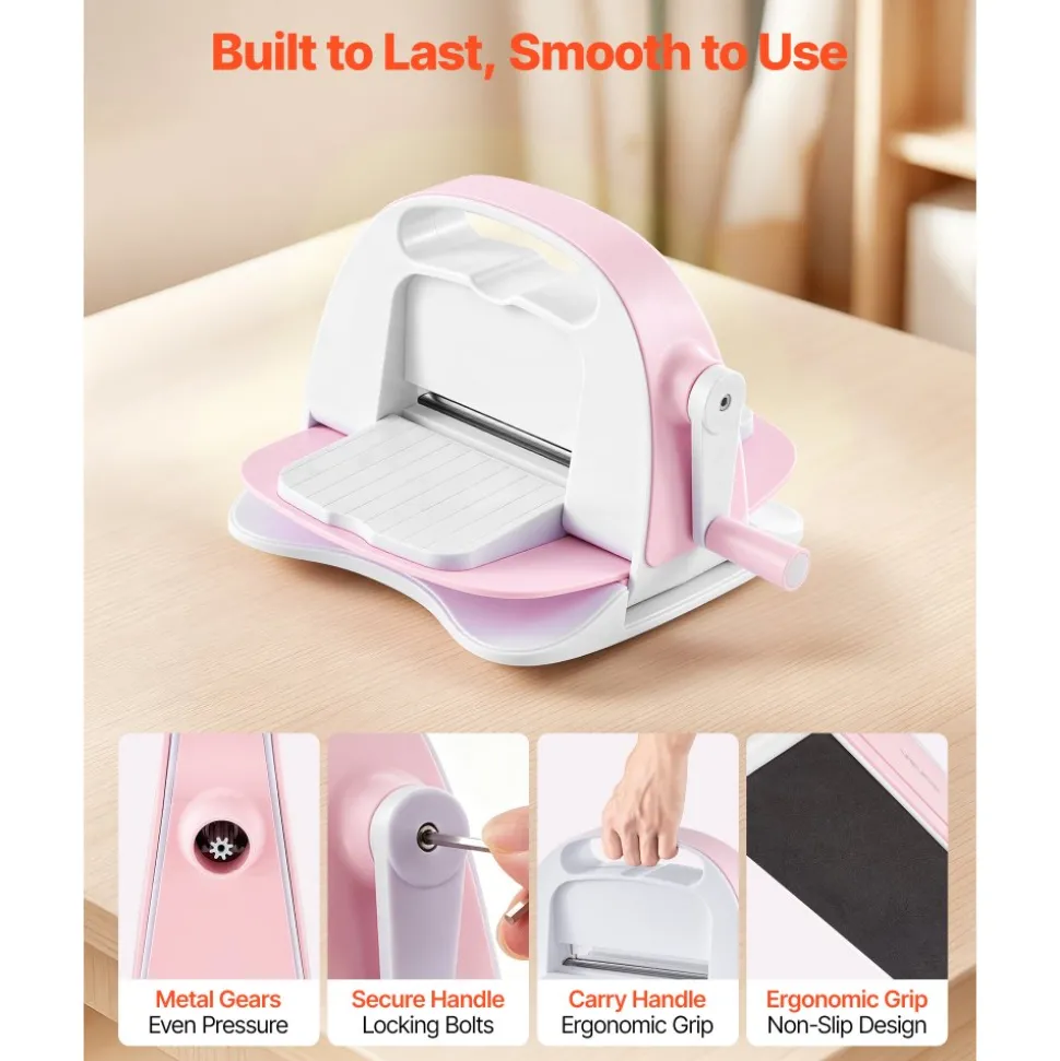 VEVOR Manual Die Cutting and Embossing Machine, 3" Opening, Portable Die Cut Machine with Cutting Plates, Ergonomic Handle, Easy to Store, for Arts and Crafts, Scrapbooking, Card Making, Crafting