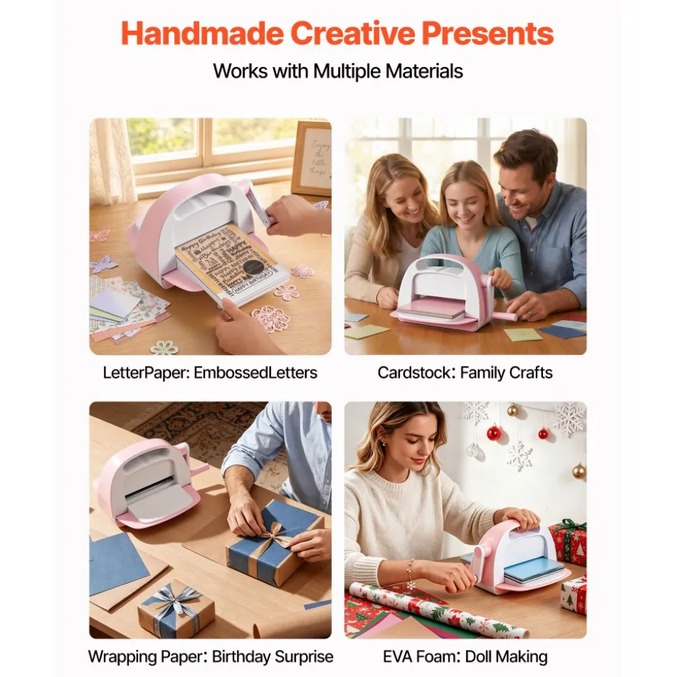 VEVOR Manual Die Cutting and Embossing Machine, 6" Opening, Portable Die Cut Machine with Cutting Plates, Ergonomic Handle, Easy to Store, for Arts and Crafts, Scrapbooking, Card Making, Crafting
