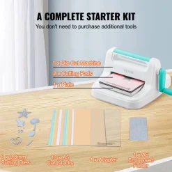 VEVOR Manual Die Cutting & Embossing Machine, Portable Cut Machines, 6 inch Opening Scrapbooking Machine Full Kit Included, For Arts & Crafts, Scrapbooking, Card Making and Crafting, White