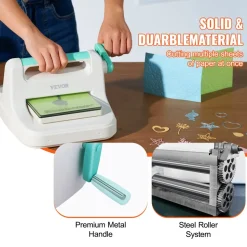 VEVOR Manual Die Cutting & Embossing Machine, Portable Cut Machines, 6 inch Opening Scrapbooking Machine Full Kit Included, For Arts & Crafts, Scrapbooking, Card Making and Crafting, White