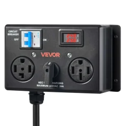 VEVOR Manual EV Charging Switch, NEMA 14-30P to 14-30R & 14-50R, Splitter Switch for Dryer & EV, 24A Max 240V Manual Power Distribution with Circuit Breaker, Hand-Operated Selector, Plug and Play, ETL