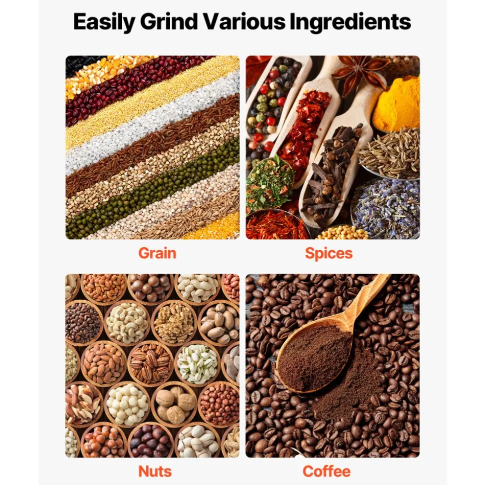 VEVOR Manual Grain Mill with Flywheel, Hand-Crank Corn Grinder, Heavy-Duty Carbon Steel Wheat Grinding Mill with Adjustable Fineness & 0.53 Gallon Hopper for Grains Spices Coffee Beans Nuts