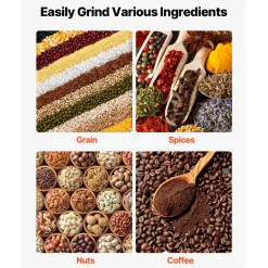 VEVOR Manual Grain Mill with Low Hopper, Hand-Crank Corn Grinder, Heavy Duty Cast Iron Wheat Grinding Mill with Stable Table Clamp & Dust Cover for Grains Spices Coffee Beans Nuts