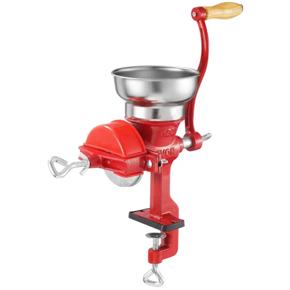 VEVOR Manual Grain Mill with Low Hopper, Hand-Crank Corn Grinder, Heavy Duty Cast Iron Wheat Grinding Mill with Stable Table Clamp & Dust Cover for Grains Spices Coffee Beans Nuts