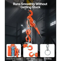 VEVOR Manual Lever Chain Hoist, 6T 13200LBS Capacity Heavy Duty Come Along, 20FT Lift G80 Alloy Steel Chain With Dual Pawl Mechanical Brake,360°Rotating Hooks, for Warehouse Construction Garage