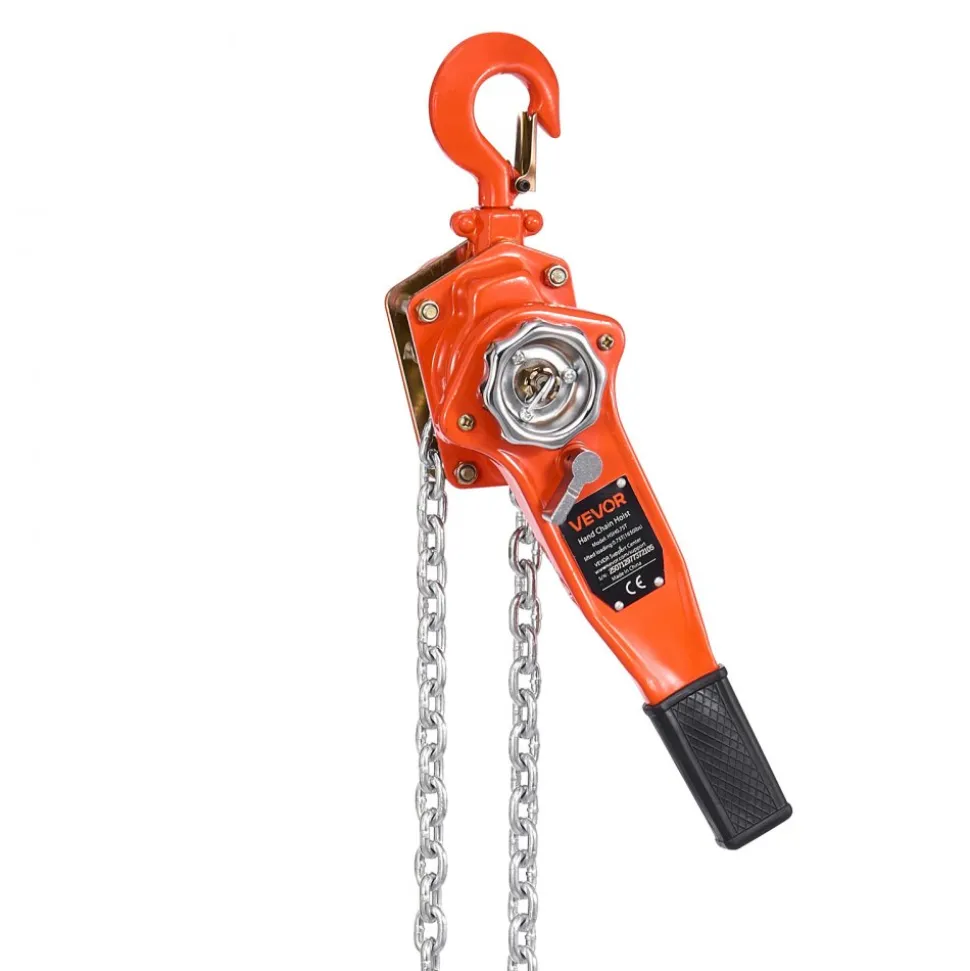 VEVOR Manual Lever Chain Hoist, 3/4T 1650LBS Capacity Heavy Duty Come Along, 20FT Lift G80 Alloy Steel Chain With Dual Pawl Mechanical Brake,360°Rotating Hooks, for Warehouse Construction Garage
