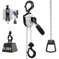 VEVOR Manual Lever Chain Hoist, 1/4T 550LBS Capacity Heavy Duty Come Along, 10FT Lift G80 Alloy Steel Chain With Dual Pawl Mechanical Brake,360°Rotating Hooks, for Warehouse Construction Garage
