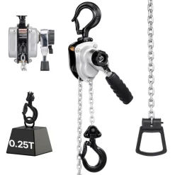 VEVOR Manual Lever Chain Hoist, 1/4T 550LBS Capacity Heavy Duty Come Along, 5FT Lift G80 Alloy Steel Chain With Dual Pawl Mechanical Brake,360°Rotating Hooks, for Warehouse Construction Garage