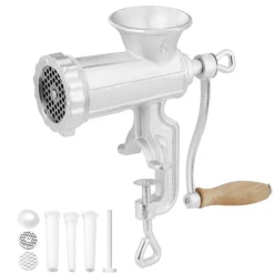 VEVOR Manual Meat Grinder, Heavy Duty Cast Iron Hand Meat Grinder with Steel Table Clamp, Meat Mincer Sausage Maker with 1 Cutting Blade, 2 Cutting Plates, 3 Sausage Tubes for Beef Pepper Mushroom