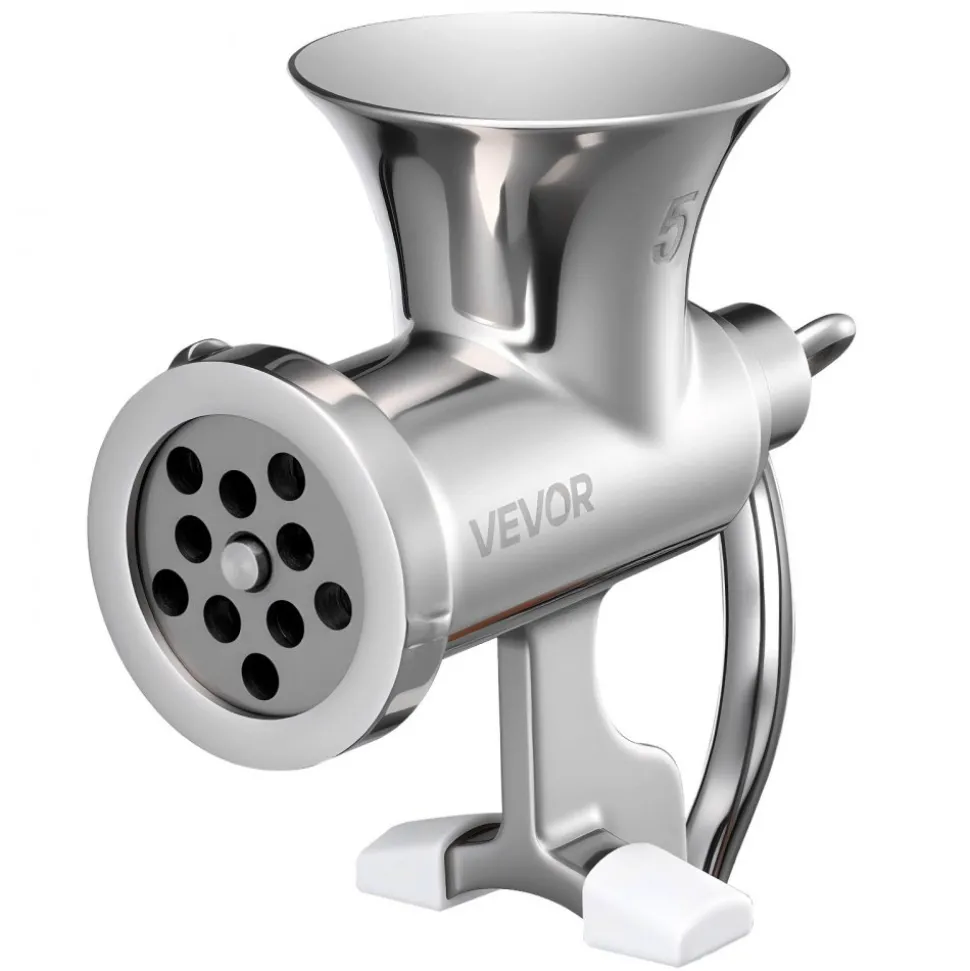 VEVOR Manual Meat Grinder, 304 Stainless Steel Hand Crank Meat Mincer with Steel Table Clamp, Sausage Stuffer with 2 Cutting Plates & 4 Sausage Tubes, Food Grinder for Beef Chili Pork Kitchen Tabletop