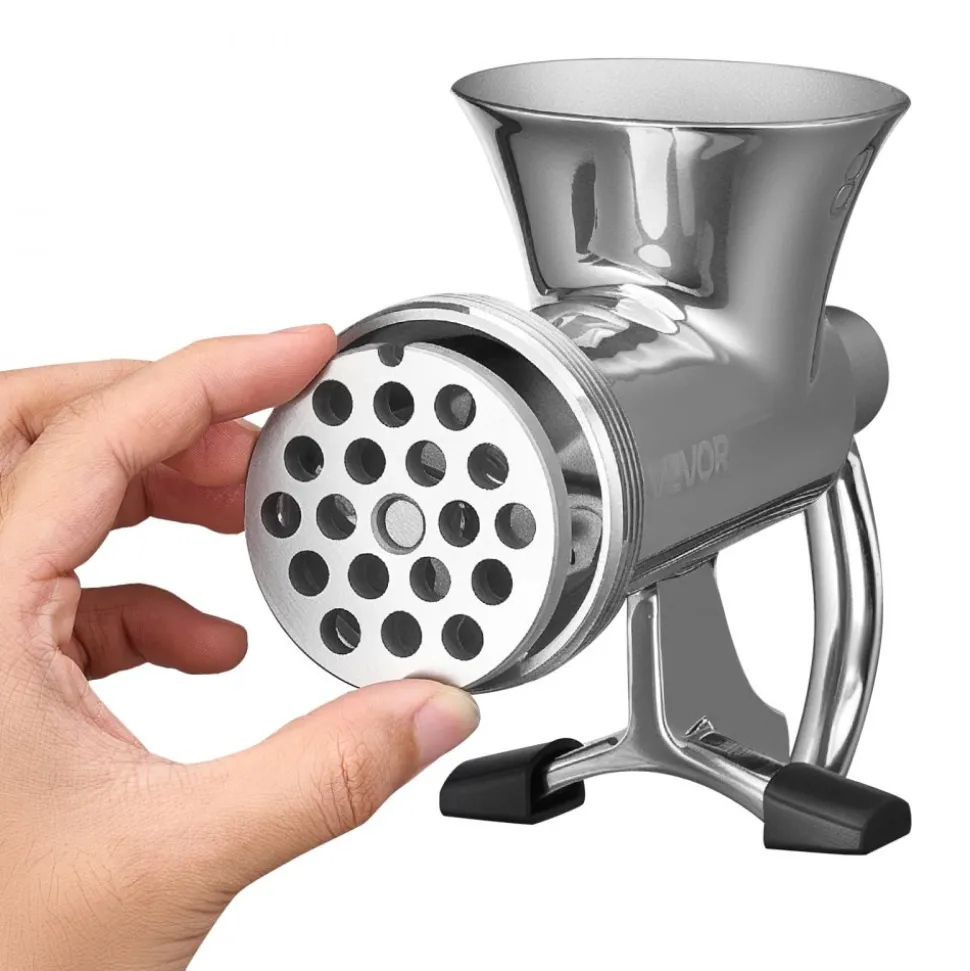 VEVOR Manual Meat Grinder, 304 Stainless Steel Hand Crank Meat Mincer with Steel Table Clamp, Sausage Stuffer with 2 Cutting Plates & Sausage Tube, Food Grinder for Beef Chili Pork Kitchen Tabletop