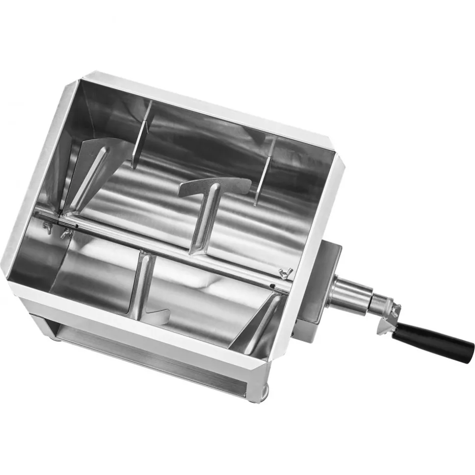 VEVOR Manual Meat Mixer, 20L Fixed Tank Meat Processing Equipment(Mixing Max 30LBS for Meat), Stainless Steel Meat Mixer, Sausage Mixer Machine with Lid Handle Gear Reducer, Ground Beef Hand Mixer