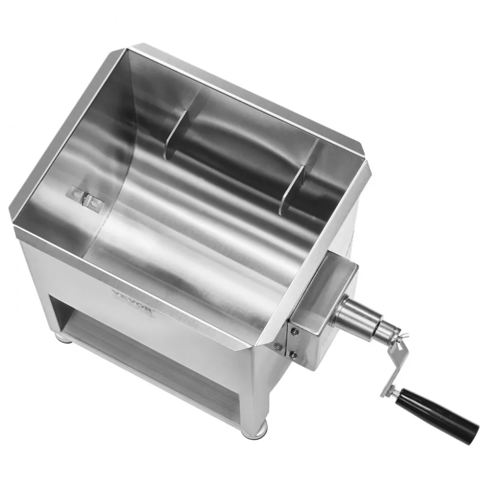 VEVOR Manual Meat Mixer, 20L Fixed Tank Meat Processing Equipment(Mixing Max 30LBS for Meat), Stainless Steel Meat Mixer, Sausage Mixer Machine with Lid Handle Gear Reducer, Ground Beef Hand Mixer