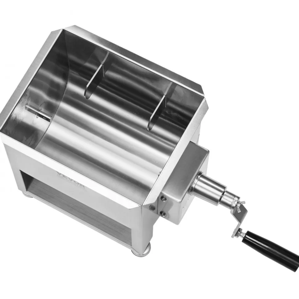 VEVOR Manual Meat Mixer, 10L Fixed Tank Meat Processing Equipment(Mixing Max 15LBS for Meat), Stainless Steel Meat Mixer, Sausage Mixer Machine with Lid Handle Gear Reducer, Ground Beef Hand Mixer