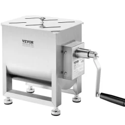 VEVOR Manual Meat Mixer, 10L Fixed Tank Meat Processing Equipment(Mixing Max 15LBS for Meat), Stainless Steel Meat Mixer, Sausage Mixer Machine with Lid Handle Gear Reducer, Ground Beef Hand Mixer