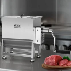 VEVOR Manual Meat Mixer, 60L Fixed Tank Meat Processing Equipment(Mixing Max 120LBS for Meat), Stainless Steel Meat Mixer, Sausage Mixer Machine with Lid Handle Gear Reducer, Ground Beef Hand Mixer