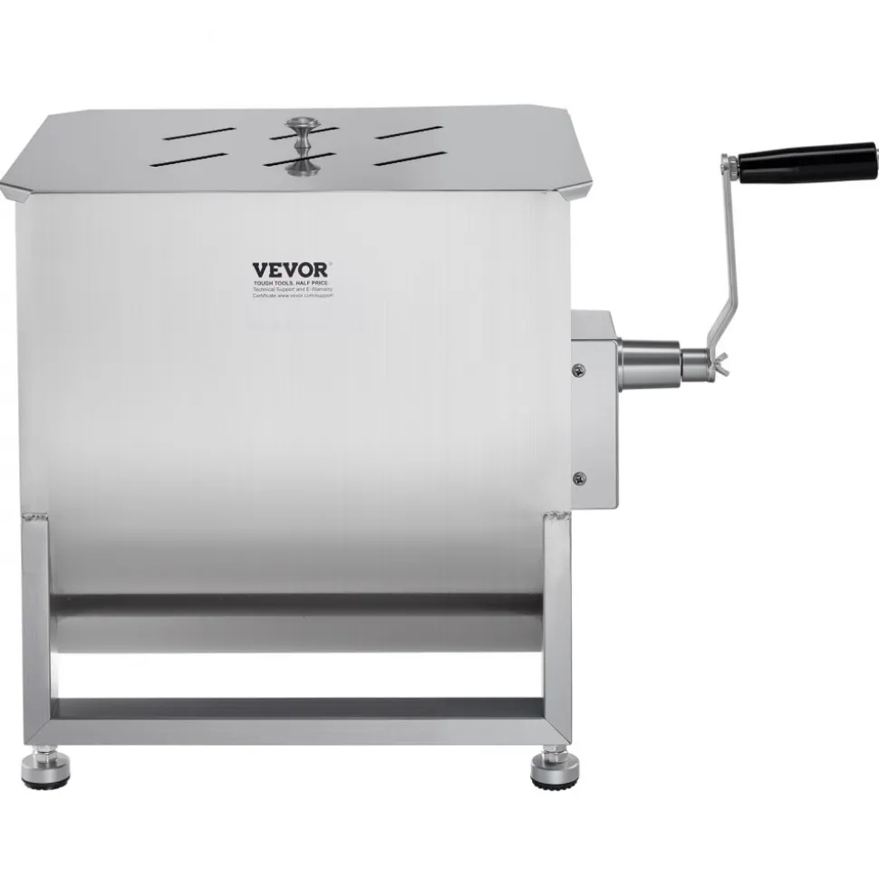 VEVOR Manual Meat Mixer, 40L Fixed Tank Meat Processing Equipment(Mixing Max 80LBS for Meat), Stainless Steel Meat Mixer, Sausage Mixer Machine with Lid Handle Gear Reducer, Ground Beef Hand Mixer
