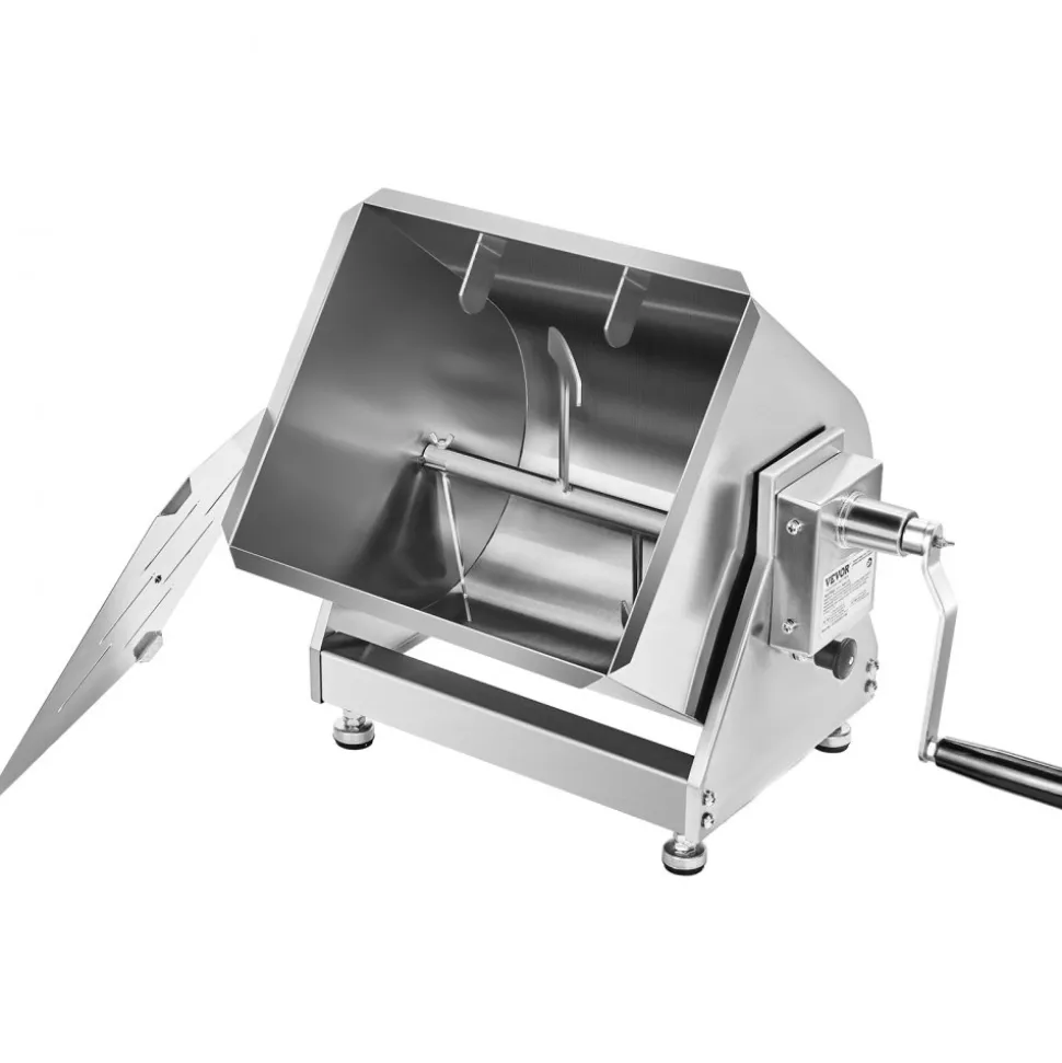 VEVOR Manual Meat Mixer, 60 Pound Max Capacity Tilt Tank Meat Mixer, Stainless Steel Meat Processing Equipment, Sausage Mixer Machine with Lid and Handle, Ground Beef Hand Mixer, Silver