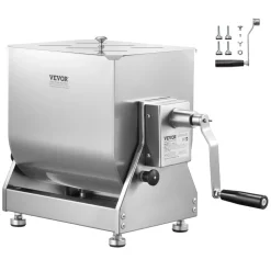 VEVOR Manual Meat Mixer, 60 Pound Max Capacity Tilt Tank Meat Mixer, Stainless Steel Meat Processing Equipment, Sausage Mixer Machine with Lid and Handle, Ground Beef Hand Mixer, Silver