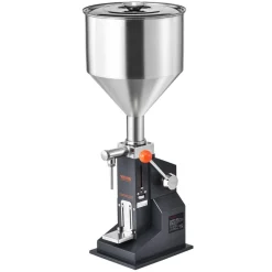 VEVOR Manual Paste Liquid Filling Machine, 5-100ml Bottle Filler, Adjustable Bottle Filling Machine, Stainless Steel Liquid Filler with Hopper for Milk Water Juice Essential Oil Shampoo Cosmetic Honey