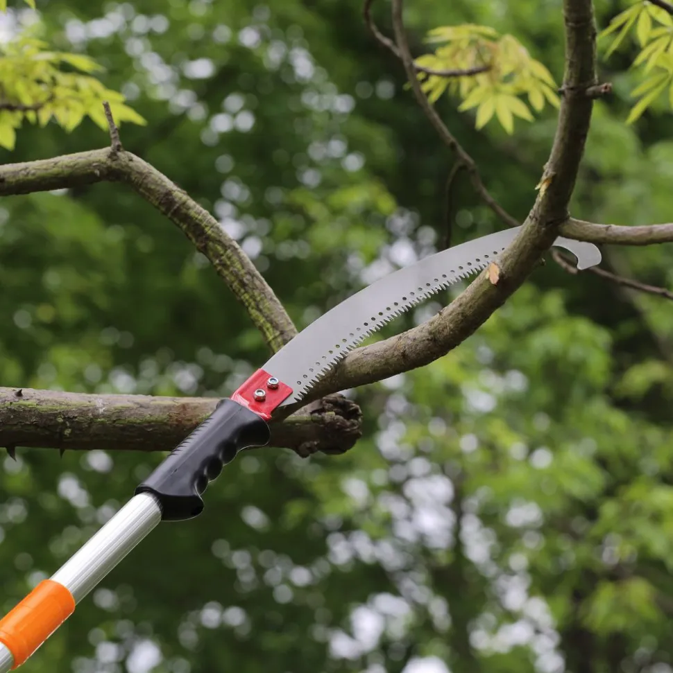 VEVOR Manual Pole Saw,4.6-9.8 ft Extendable Tree Pruner, Sharp Steel Blade for High Branches Trimming, Manual Branch Trimmer with Lightweight Aluminum Alloy Handle, for Pruning Palms and Shrubs