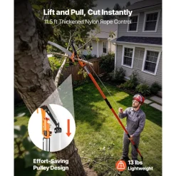 VEVOR Manual Pole Saw, 7.3-27 ft Extendable Tree Pruner, Sharp Steel Blade and Scissors High Branches Trimming, Branch Trimmer with Lightweight 8 Fiberglass Handles, for Pruning Palms and Shrubs
