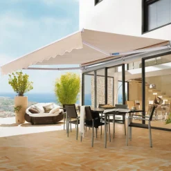 VEVOR Manual Retractable Awning, 13 x 8 ft Outdoor Patio Awning Retractable Sun Shade, Water-Resistant Polyester Patio Door Window Awning Sunshade Shelter with Crank Handle for Backyard, Balcony