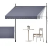 VEVOR Manual Retractable Awning, 118" Outdoor Retractable Patio Awning Sunshade Shelter, Height Adjustable Patio Door Window Canopy with Manual Crank Handle for Backyard, Garden, Balcony, Dark Gray