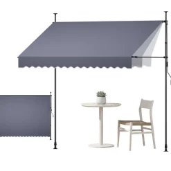 VEVOR Manual Retractable Awning, 10 x 8 ft Outdoor Patio Awning Retractable Sun Shade, Water-Resistant Polyester Patio Door Window Awning Sunshade Shelter with Crank Handle for Backyard, Balcony