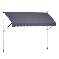 VEVOR Manual Retractable Awning, 11.5' x 9.8' Outdoor Patio Awning Retractable Sun Shade, Patio Door Window Water-Resistant Polyester Sunshade Shelter with Crank Handle for Deck, Balcony, Yard, Gray