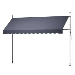 VEVOR Manual Retractable Awning, 11.5' x 9.8' Outdoor Patio Awning Retractable Sun Shade, Patio Door Window Water-Resistant Polyester Sunshade Shelter with Crank Handle for Deck, Balcony, Yard, Gray