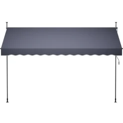 VEVOR Manual Retractable Awning, 11.5' x 9.8' Outdoor Patio Awning Retractable Sun Shade, Patio Door Window Water-Resistant Polyester Sunshade Shelter with Crank Handle for Deck, Balcony, Yard, Gray