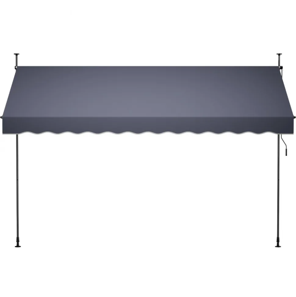 VEVOR Manual Retractable Awning, 11.5' x 9.8' Outdoor Patio Awning Retractable Sun Shade, Patio Door Window Water-Resistant Polyester Sunshade Shelter with Crank Handle for Deck, Balcony, Yard, Gray