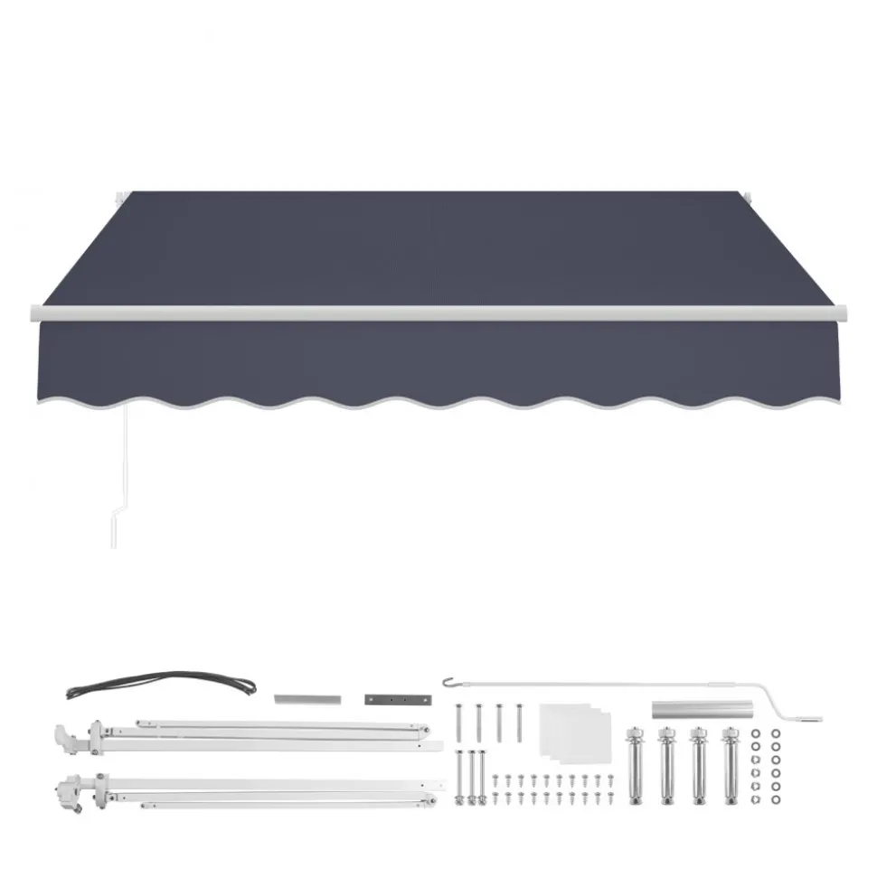 VEVOR Manual Retractable Awning, 8 x 7 ft Outdoor Patio Awning Retractable Sun Shade, Water-Resistant Polyester Patio Door Window Awning Sunshade Shelter with Crank Handle for Backyard, Balcony