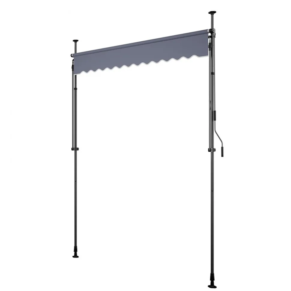VEVOR Manual Retractable Awning, 78" Outdoor Retractable Patio Awning Sunshade Shelter, Height Adjustable Patio Door Window Canopy with Manual Crank Handle for Backyard, Garden, Balcony, Dark Gray